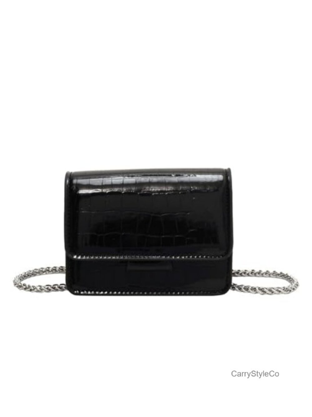 Y2K Metallic Croc Faux Leather Mini Crossbody Bag